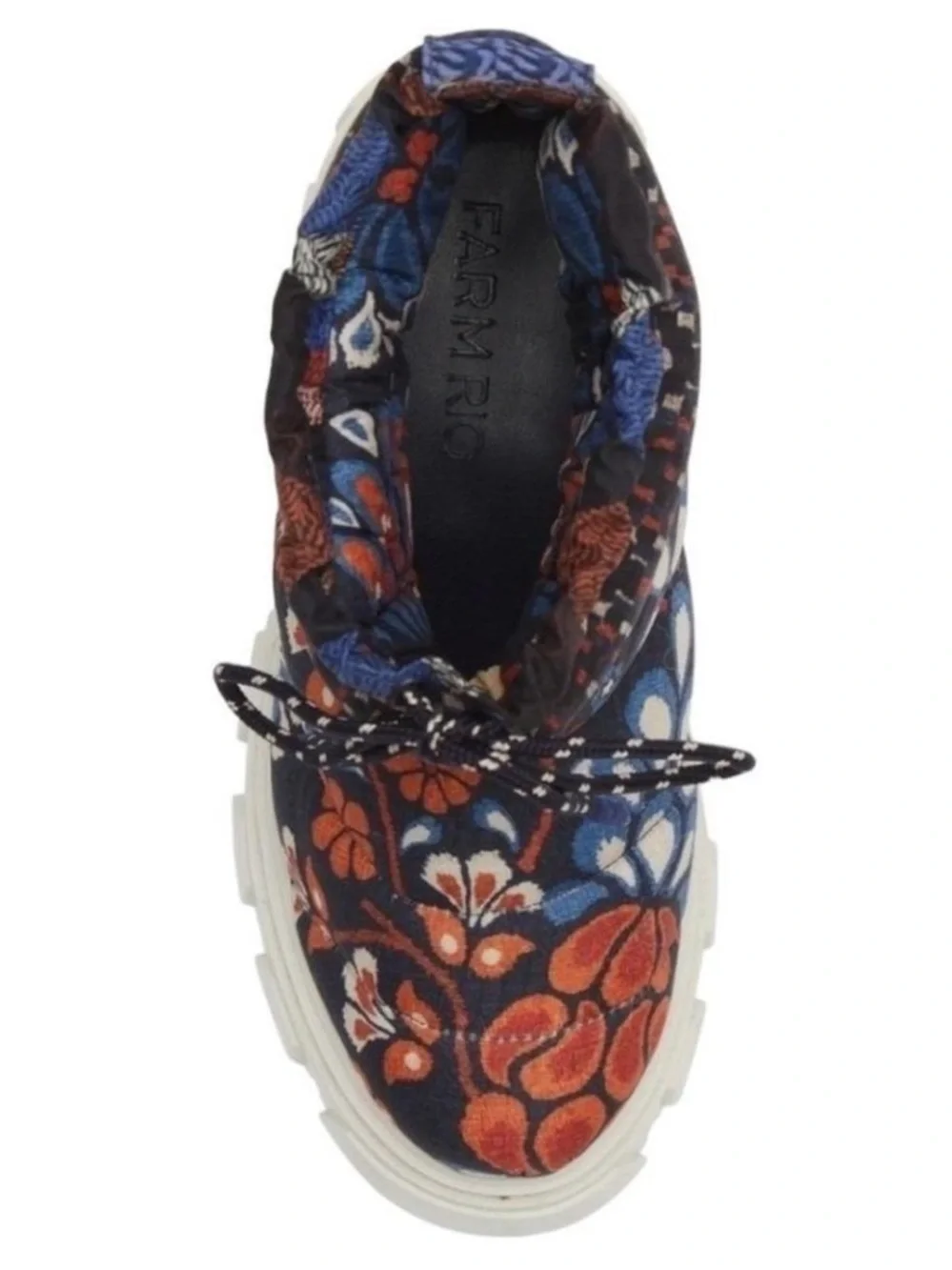 Farm Rio Floral Quilted Winter Boot - Navy & Orange